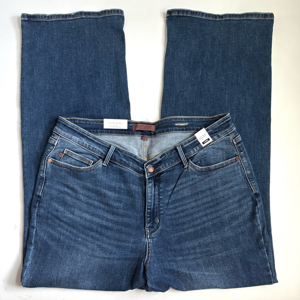 Judy Blue V Front 90’s Straight Leg Dark Wash Blue Denim Jeans Size 20W